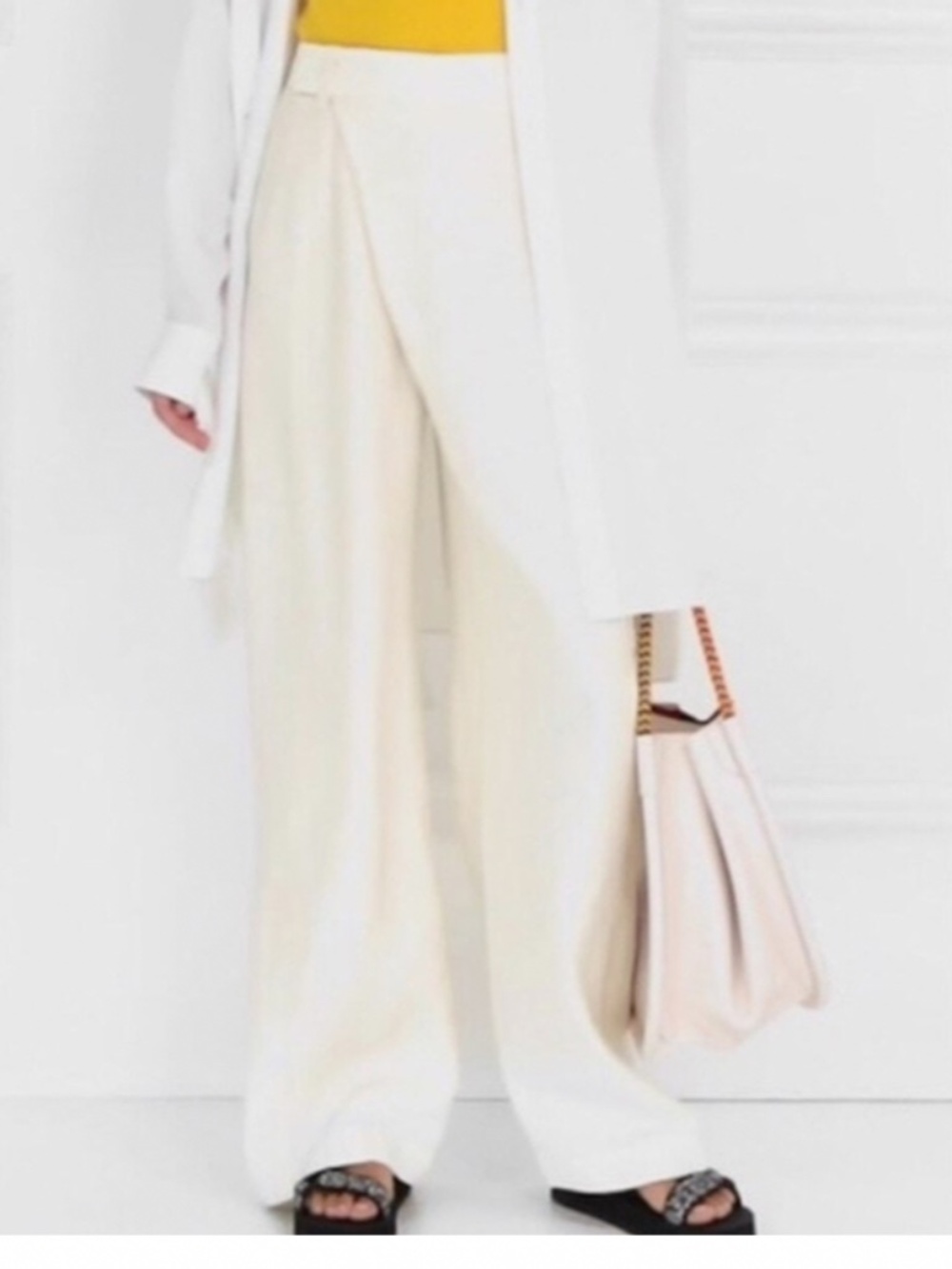 3.1 Phillip Lim NWT Sateen Overlap Draped Pants Cream size 10
